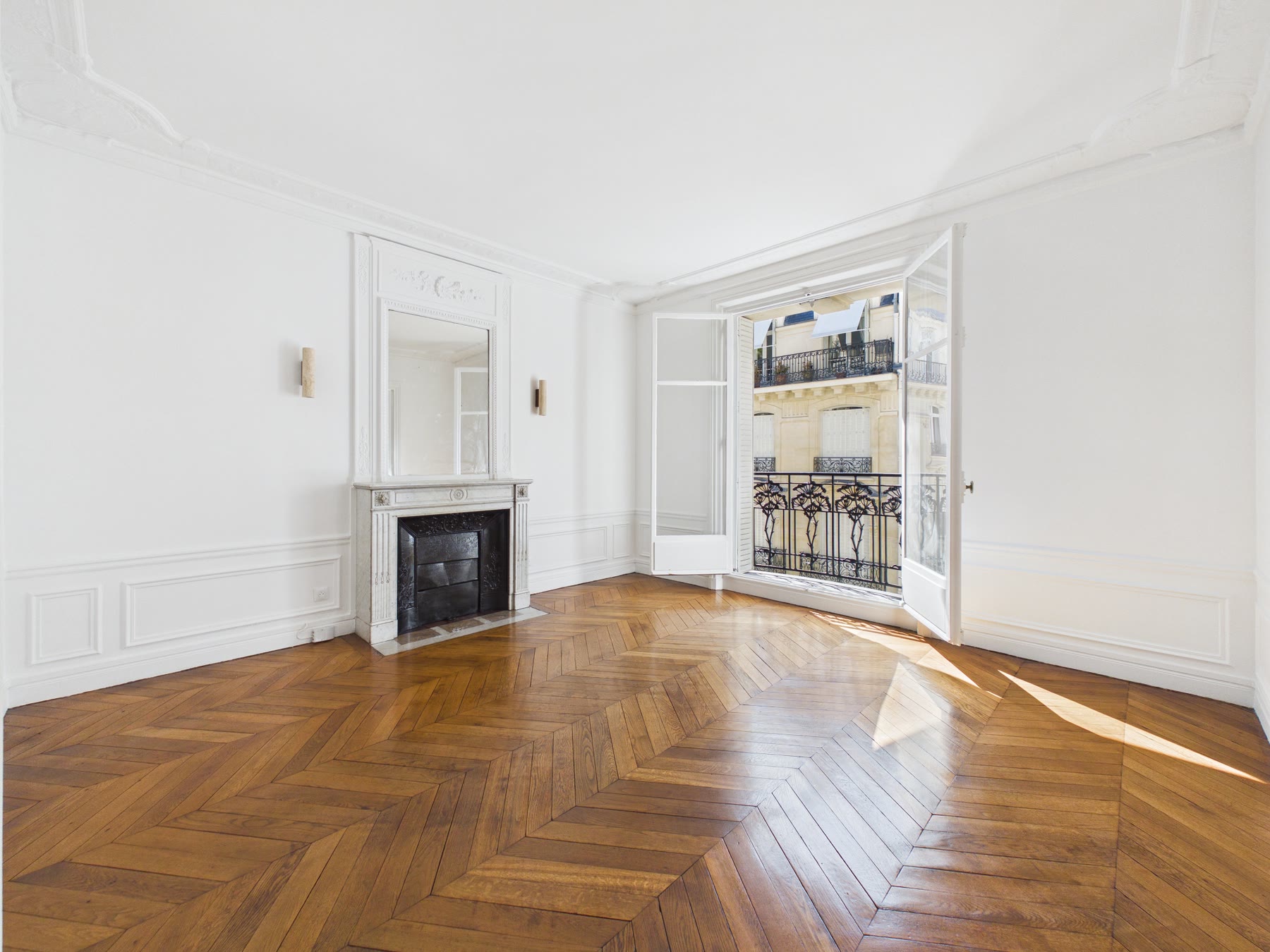 The same living room, empty